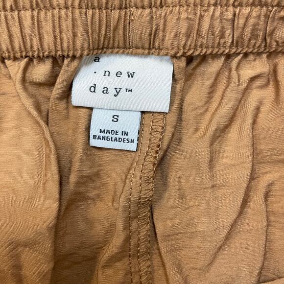 A New Day Women's High Rise Straight Leg Side Tie Pull On Pants Brown Size S - Picture 5 of 6